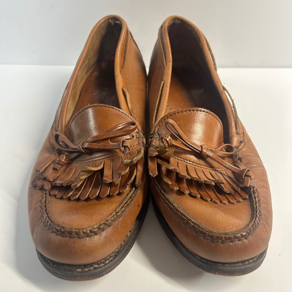 Dexter Kiltie Loafers Tan Leather Mens 12 M Fringe Tassel Slip On Preppy Vintage